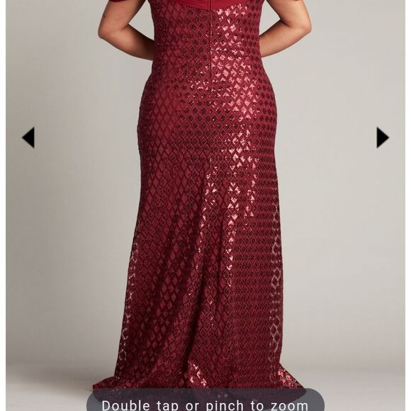 TADASHI SHOJI Sequin Lace Strapless Gown Pomegranate Dress Plus Size 20Q NWT - Picture 6 of 7